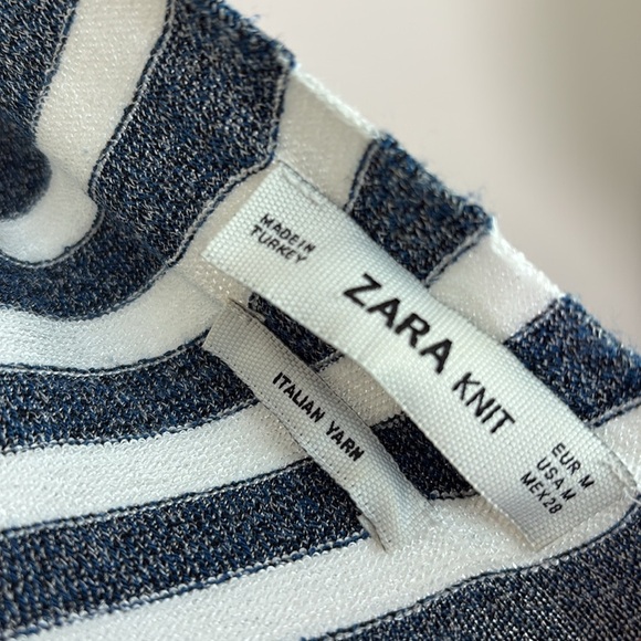 Zara Limited Edition Dress Italian Yard Stretch Knit Stripe Blue White Size M - Picture 10 of 13